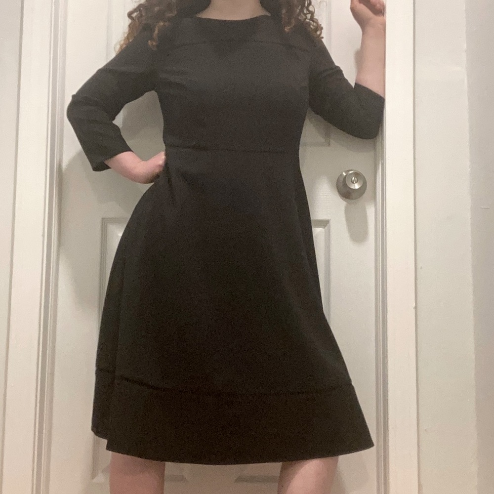 Talbots Formal Black Knee Length Midi Dress